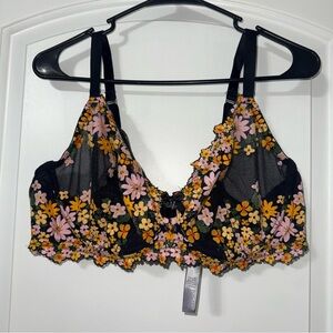 Savage X Fenty Wonderfleur Lace Unlined Floral Demi Bra Women’s Size 38DDD